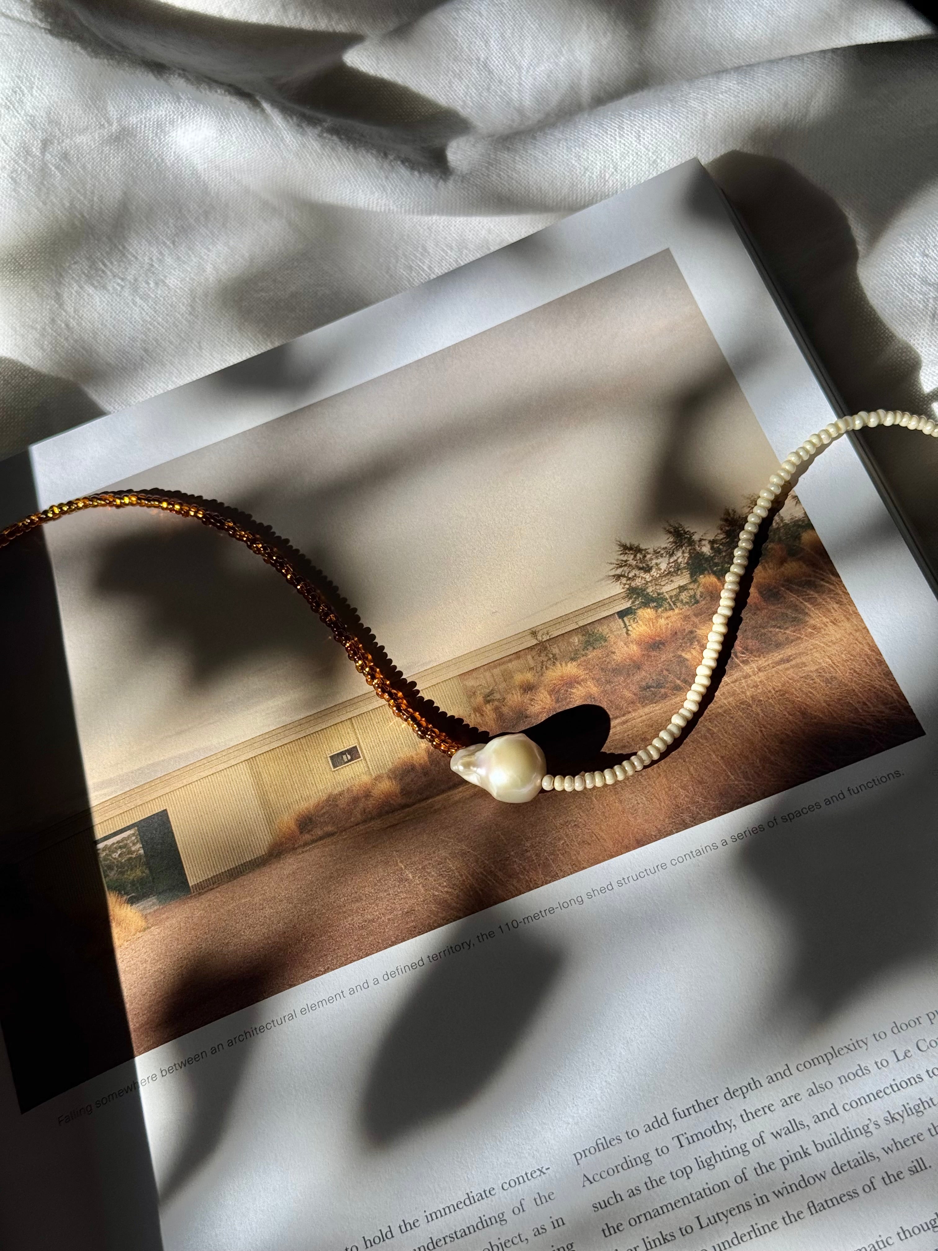 Demi Nova Necklace - Cream & Caramel