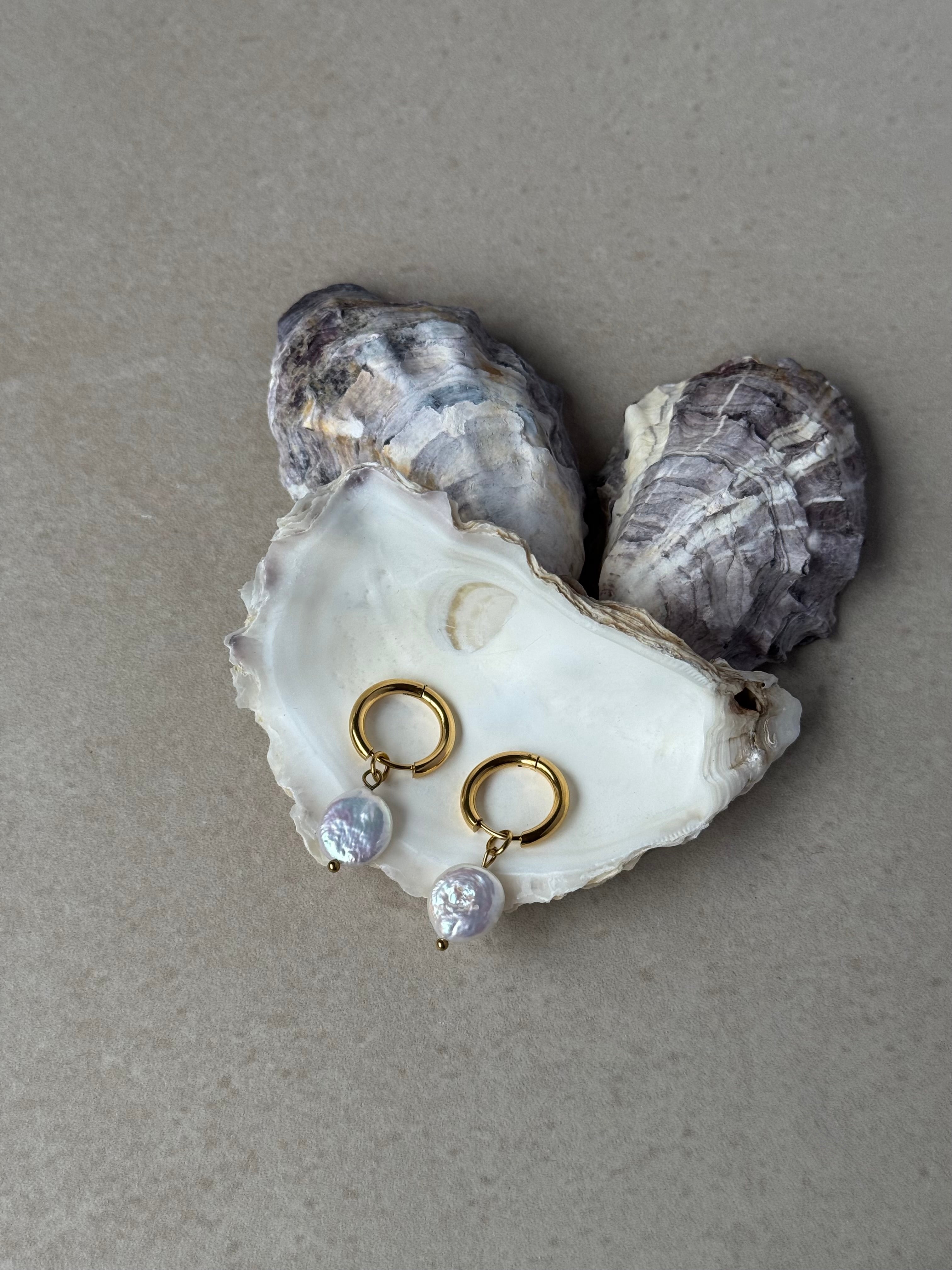 Gold Selene Hoops - Coin Pearl