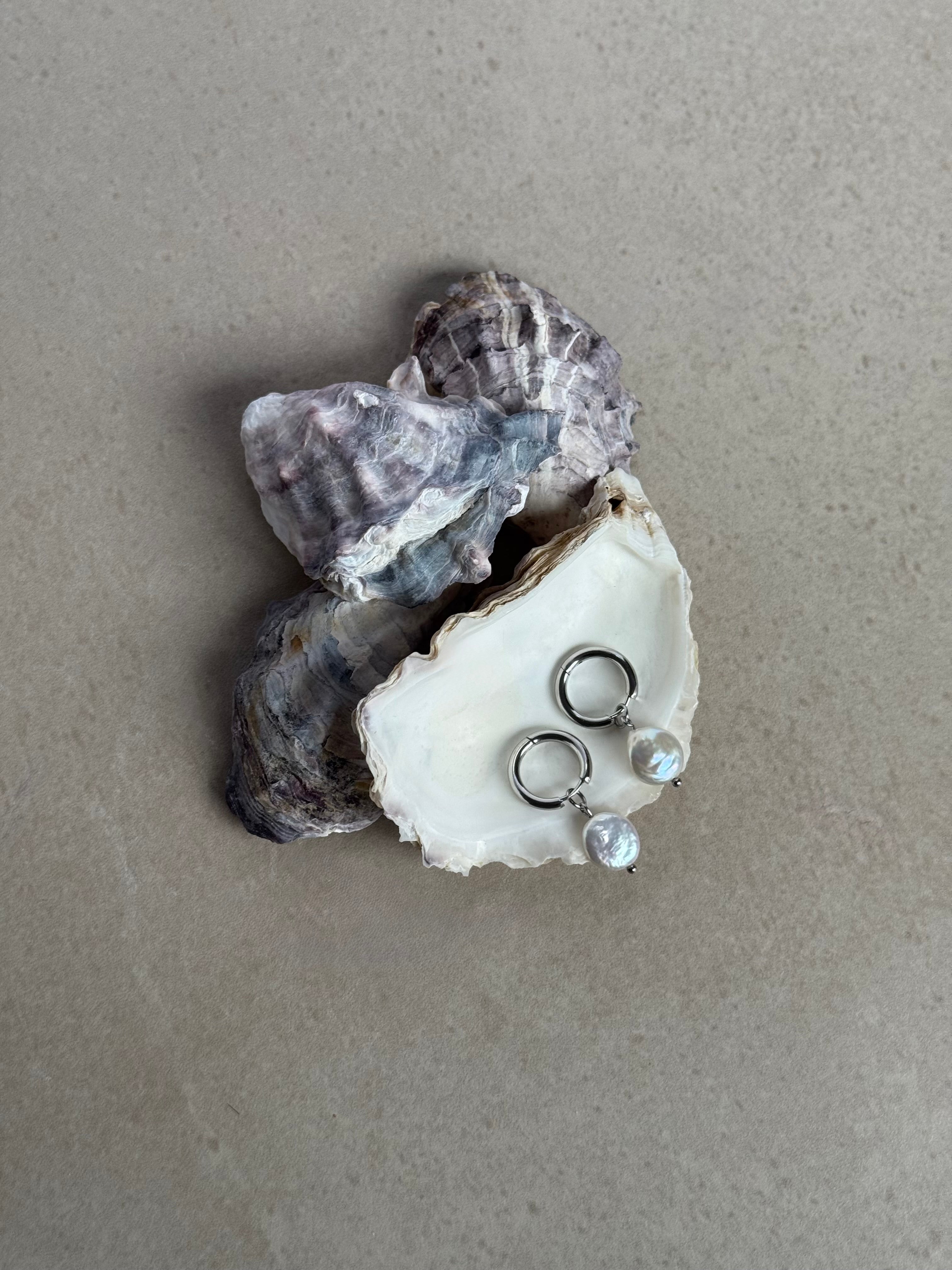 Silver Selene Hoops - Coin Pearl