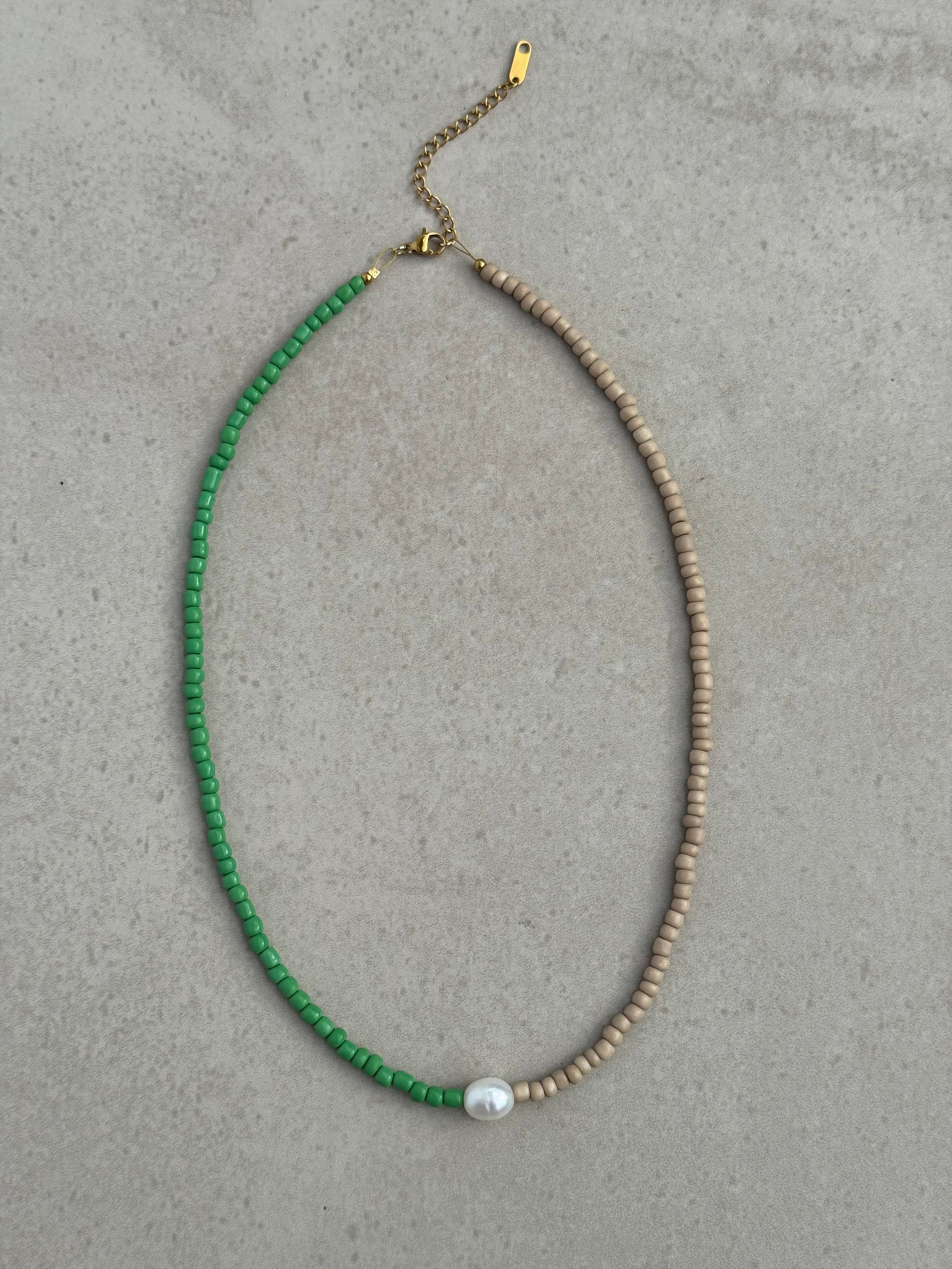 Demi Necklace Beige/Green