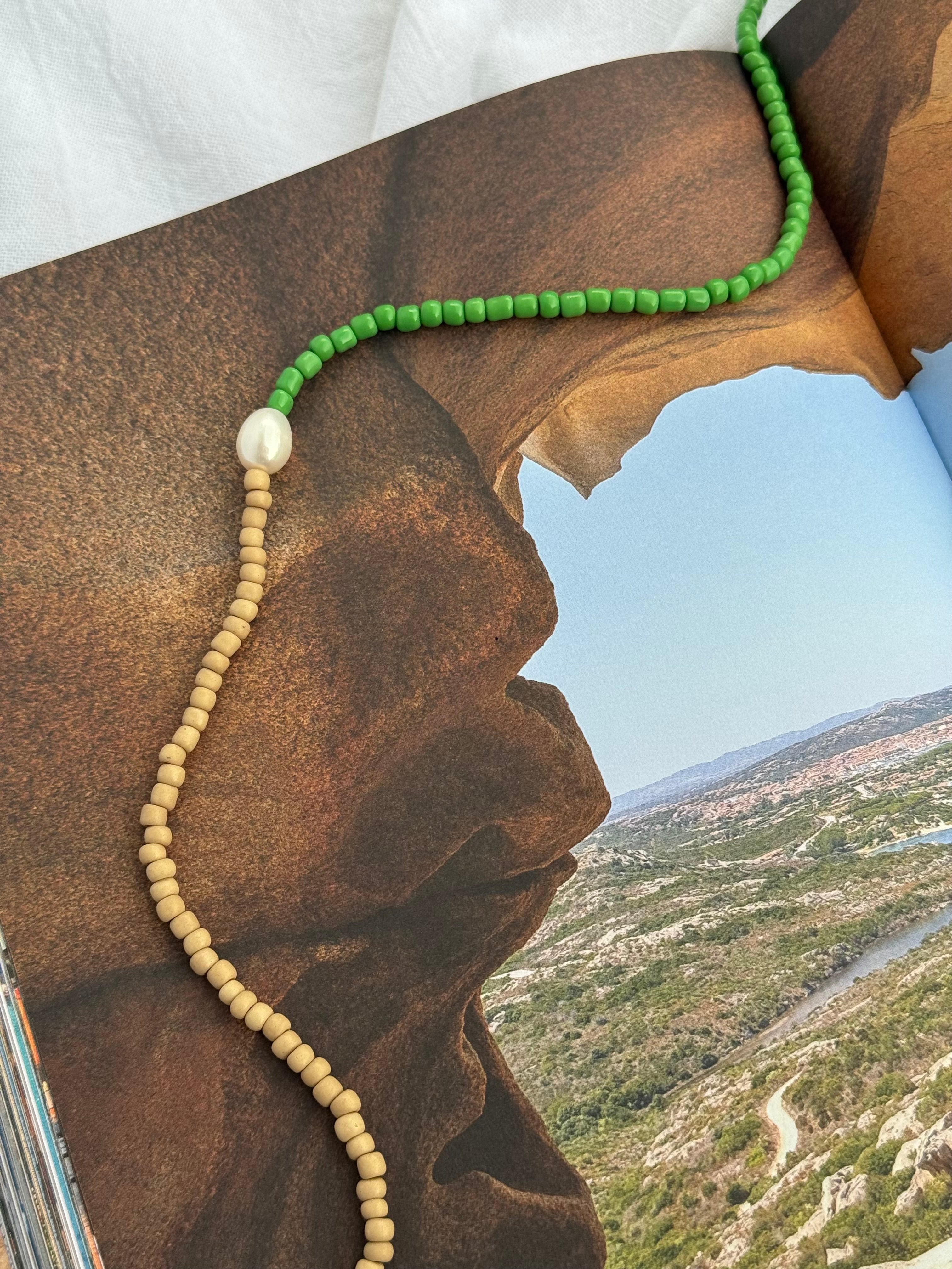 Demi Necklace Beige/Green