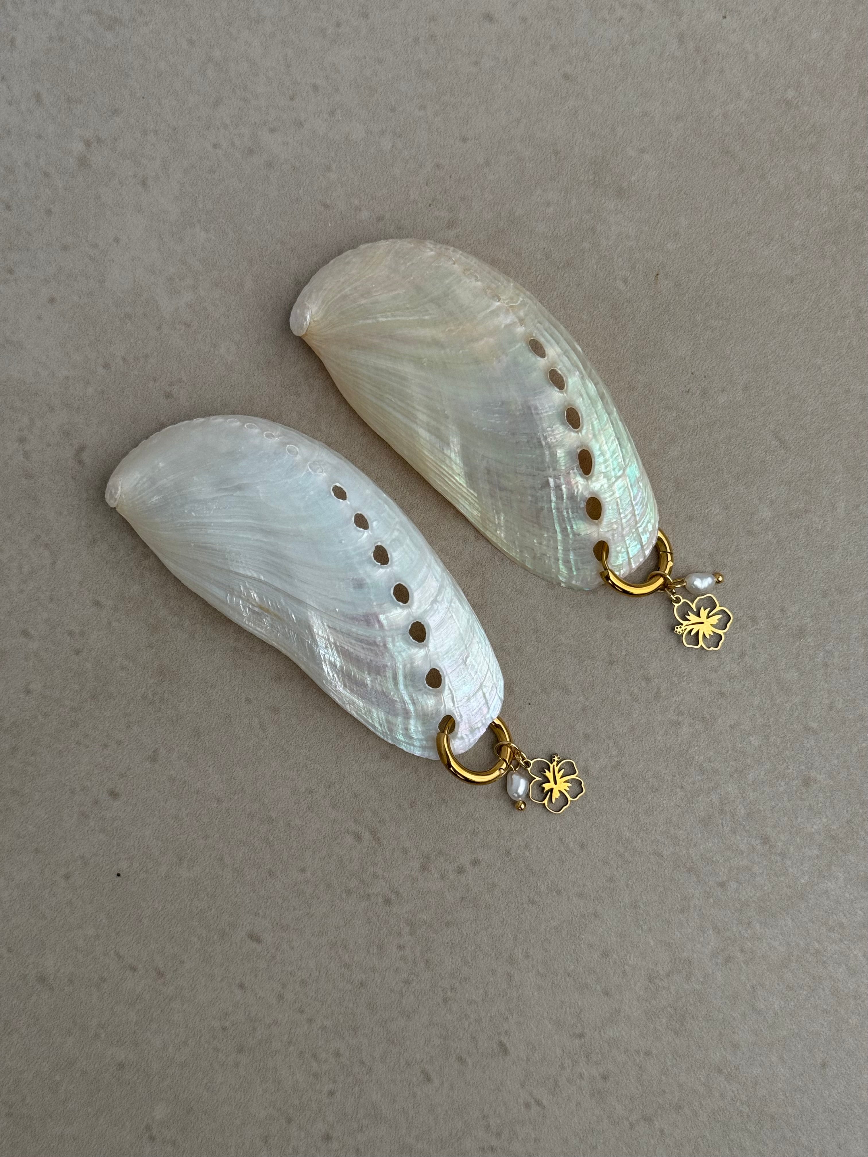 Hibiscus & Pearl Hoops