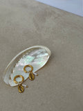 Golden Cowrie & Pearl Hoops