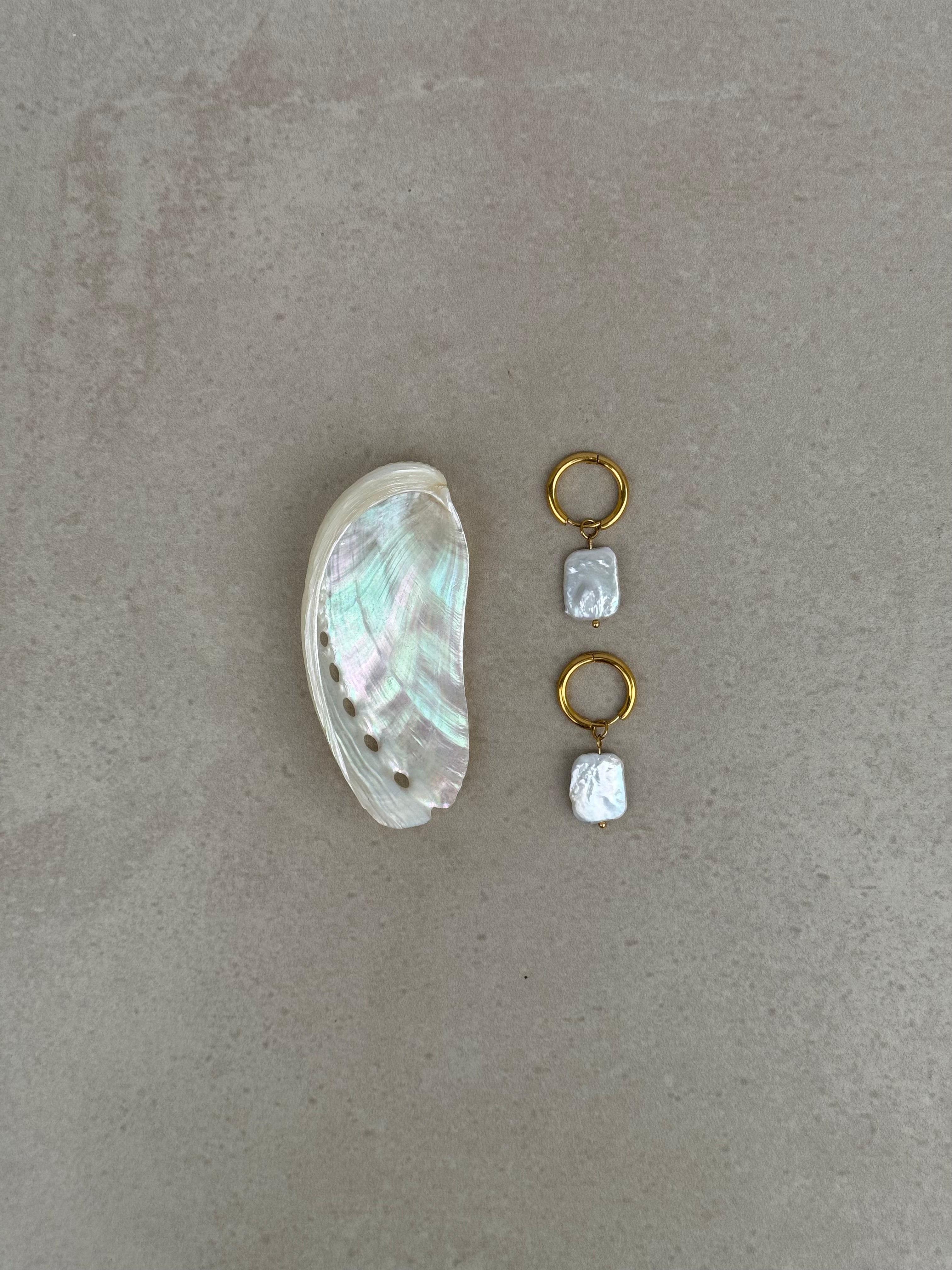 Rectangle Pearl Hoops