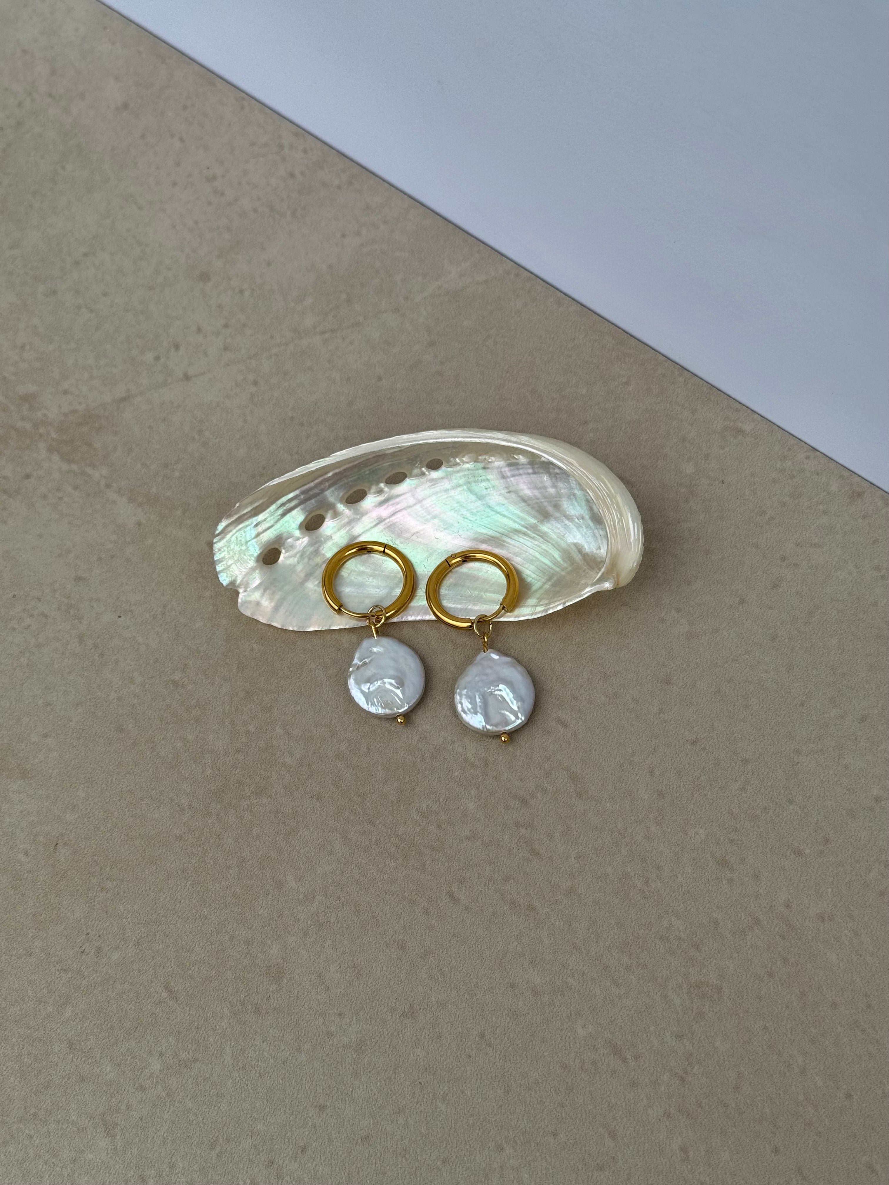 Pearl Teardrop Hoops