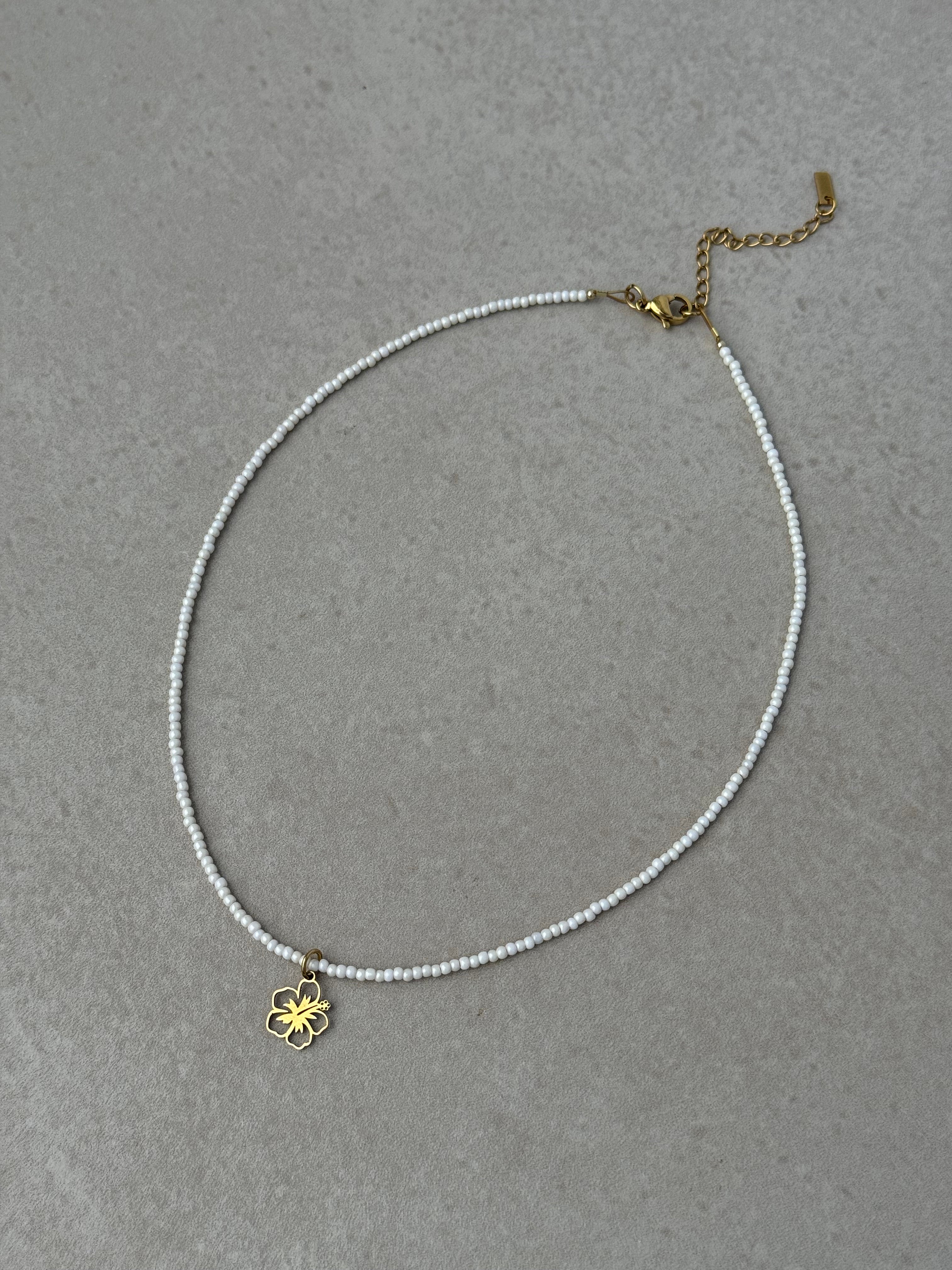 Seafoam Necklace Hibiscus