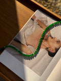 Blair green beaded necklace with gold detailing, handmade jewellery by Salty Gypsy Handmade