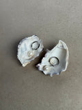 Silver huggie hoop earrings with potato pearl charm, handmade by Salty Gypsy