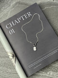 Monet silver herringbone chain necklace with baroque pearl pendant, handmade by Salty Gypsy