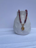 Wild Juniper Necklace in dusky amethyst and gold — chunky glass bead and spiral shell necklace by Salty Gypsy